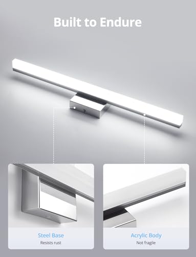 Image of Combuh 24 Inch Vanity Lights Above Mirror Modern Gentle Lighting Bar for Bathroom, LED Lamparas para Bano sobre Espejo Modernas Chrome Long Restroom Lamp Fixtures for Makeup Daylight 6000K