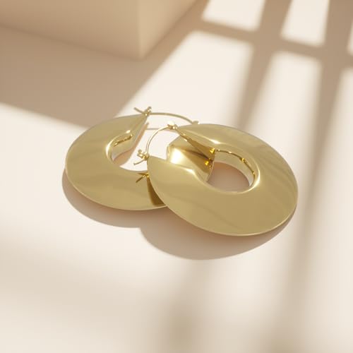 18K Gold Plated Sterling Silver Posts Oval Chunky Hoop Earrings For Women3