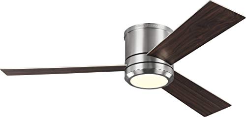 Monte Carlo 3CLMR56BSD-V1 Clarity Max 56" Outdoor Hugger Fan with LED Light and Wall Control, 3 Blades, Brushed Steel -  Generation Lighting