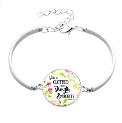 Agape Variety Fashion Christian Bangle Bracelets for Women Bible Verse Quote Glass Cabochon Charm Bracelet Scripture