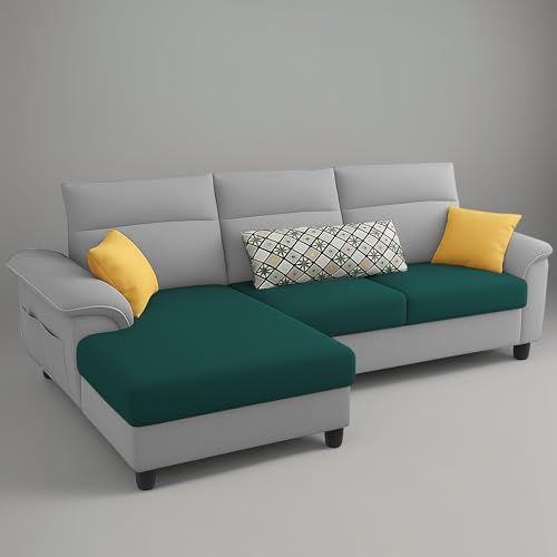 Image of Casaliving Seams LHS 4 Seater L Shape Sofa for Living Room (Pine Grey Fabric) Premium Fabric Sofa