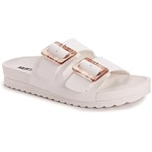 MUK LUKS Womens Grand Cayman Sandal, White, 11