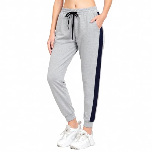 Image of BLUE STAR SHARK Women's Cotton Loopknit Track Pants | Comfortable Lounge Pants for Summer | Casual Pyjamas, Nightwear, Gym, Yoga, Sports, Running | Relaxed Fit Everyday Comfort