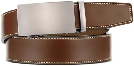 Chaoren Leather Ratchet Belt 2 Pack Dress with Click Sliding Buckle 1 3/8" in Gift Set Box - Adjustable Trim to Fit