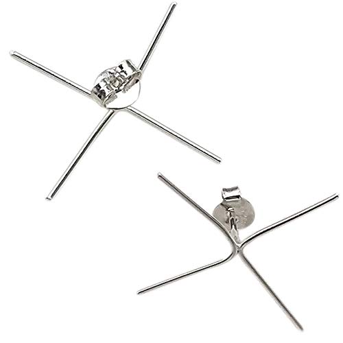 2 Pairs 4 Claws Stud Post Blanks 925 Sterling Silver Handmade Post Earring Wire Thickness 20 Gauge for Jewelry Making for Women Silver Original ¡­