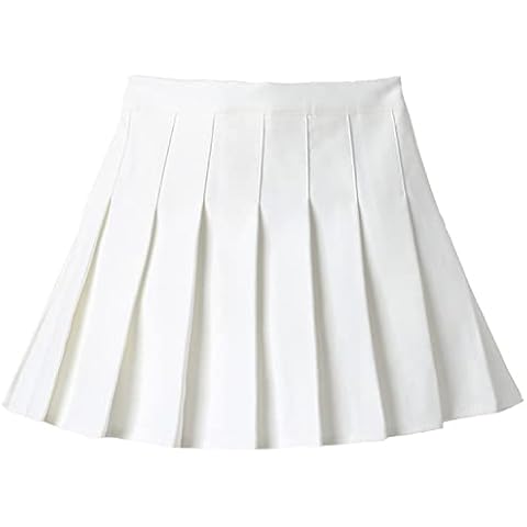 UTTPLL Casual-Stretchy-Flared-Pleated-Skirts Girls Sport Skort Toddler Little Kid School Uniform Mini Skirt Shorts Elastic Tennis Skater Skirts White 10-11 Years Cover