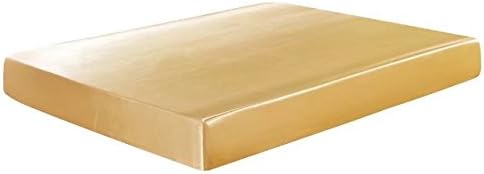 ShineMoon Deep 12'' (30cm) Fitted Bed Sheets Luxury Satin Solid Color Fitted Sheet for Mattress Single Size, Golden