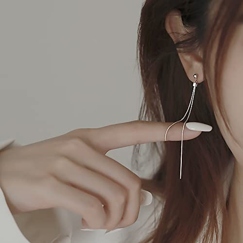 Reffeer Solid 925 Sterling Silver Tassel Chain Dangle Earrings for Women Teens Long Dangle Drop Earrings Minimalist2