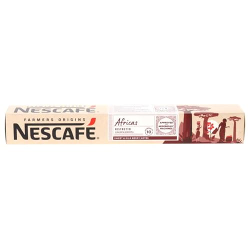 Nescafé Farmers Origins Coffee Capsules | Africas Ristretto | Arabica Robusta with Sweet & Wild Berry Notes - 10 Pods Per Pack