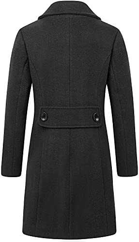 Chouyatou Women Elegant Notched Collar Double Breasted Wool Blend Over Coat thumb #2