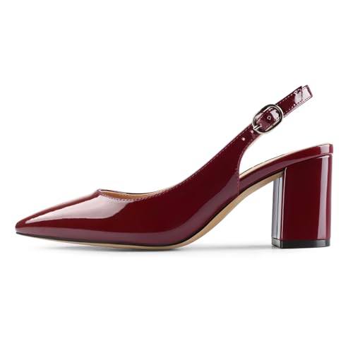 Image of JOY IN LOVE Women's Pointed Toe Chunky Block Heel Pumps | 2.5 inch Block Heels, Comfortable Dress Shoes, Ideal for Office Work, Formal Events, Party and Wedding
