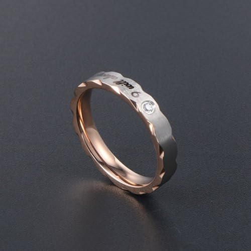 Promise Ring, Mens Women Stainless Steel Bicolor Promise Ring Engraved with "I will always be with you" CZ Ring for Him/Her2