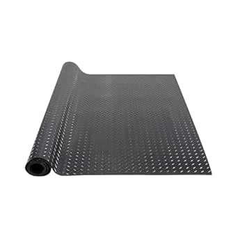 VEVOR Diamond-Plate Rubber Flooring Roll, 3 mm x 4 ft x 10 ft Garage Floor Mat, SBR, Easy to Clean, Diamond Plate Rubber Mat for Under Cars, Garage Industry Gym, Black