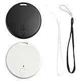 2 Pezzi Localizzatore GPS Bluetooth 5.2, Smart Tag per iOS e Android, Tracker per Moto, Oggetti, Borse, Animali, Valigie, GPS Auto Localizzatore con Allarme Acustico e App Bianco e nero