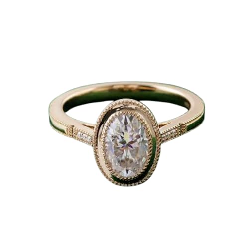 Bague moissanite ovale argent 925 plaqué or 14 carats RNG-1320