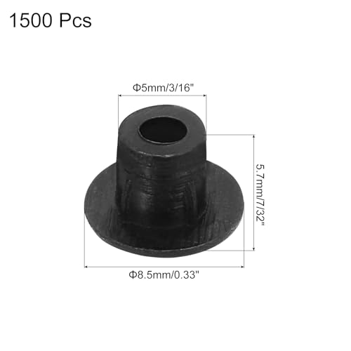 Image of MECCANIXITY 1500pcs Plastic Hole Plugs, 5mm (3 /16 Inch) Black Screw Caps Cover Snap in Locking Round Button Top Shelf Plugs for Cabinet Cupboard Bookcase License Plate Furniture
