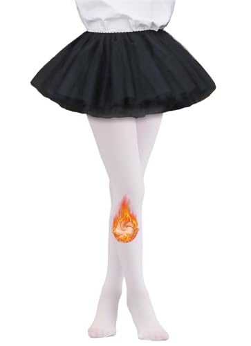 LUCKELF Toddler Girls Fleece Lined Tights Ultra Soft Thick Warm Tights for Cold Winter (US Age 2 Years 4 Years Footed-White)