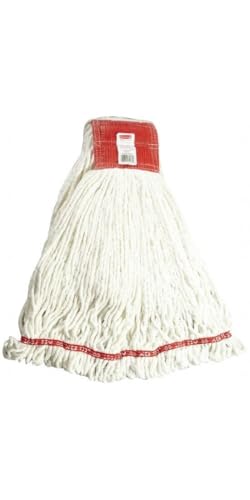 Image of Rubbermaid Commercial Products Web Foot Shrinkless Wet Mop Replacement, Large, Orange, Heavy Duty Industrial Wet Mop for Floor Cleaning Office /School /Stadium /Lobby /Restaurant