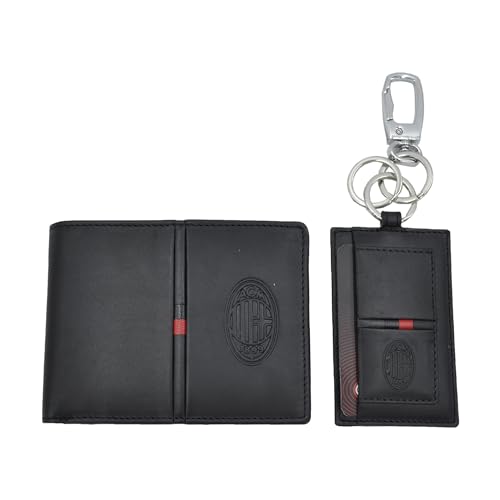 Portefeuille cuir noir Milan 143447 et porte-clés assorti pour homme au style contemporain