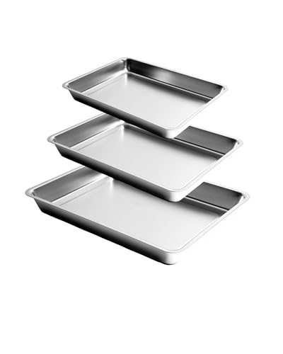 WAYTIEX 3-Piece Baking Sheet Set, 304 Stainless Steel, 2-Inch Deep,
