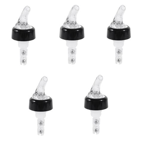 Ticfox Versatore Automatico Misurato 4cl, 5 pezzi 40ml Pratico versatore in plastica per liquori Tappo versatore per bottiglie di vino scorrevoli per vino, grappa, cocktail e olio(trasparenza)