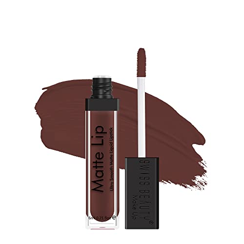 Image of Swiss Beauty Ultra Smooth Matte Liquid Lipstick, Deep Maroon, 6ml - Smooth Lip Color, Weightless Finish, Silky Matte Finish, Iconic Lip, Matte Finish, Matte Lipstick, Liquid Lipstick