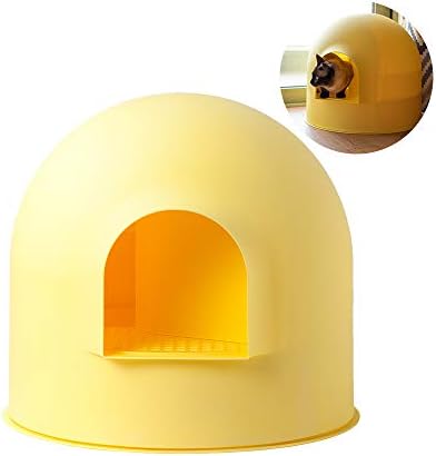 pidan Cat Litter Box with Lid Large with Scooper Cat Litter Pan Snow House Igloo Solide and Durable Easy to Clean with Non-Stick Coating - Stylish, High-Sided Design