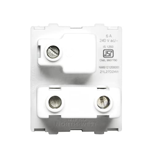 Image of Wipro Northwest Venia 6A 3 - Pin Socket With Euro Pin, White (pack of 5)