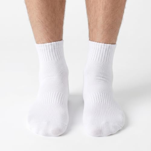 Josnown Mens Cushioned Athletic Quarter Ankle Socks 5 Pairs Combed Cotton - 1