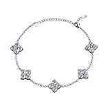 Cate & Chloe Adeline 18k White Gold Adjustable Chain Bracelet with Simulated Diamond Crystals for Women, Fashion Jewelry for Women, Gift for Her