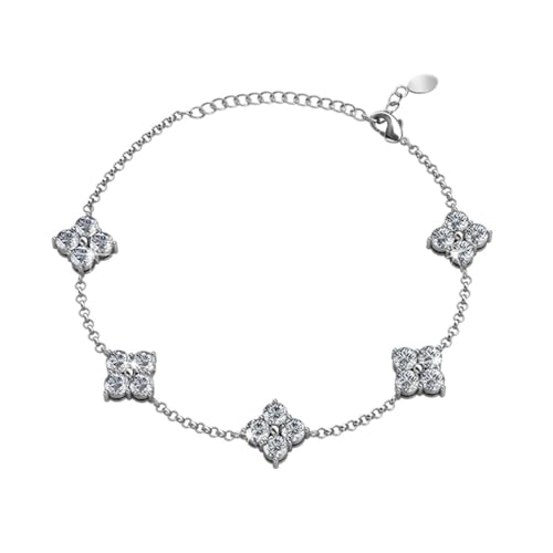 Cate & Chloe Adeline 18k White Gold Adjustable Chain Bracelet with Simulated Diamond Crystals for Women, Fashion Jewelry for Women, Gift for Her