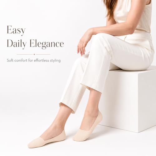 Image of No Show Socks for Women, Non Slip Nylon Thin Footies Invisible Silky Low Liner Socks for Loafers Flats 6 Pairs