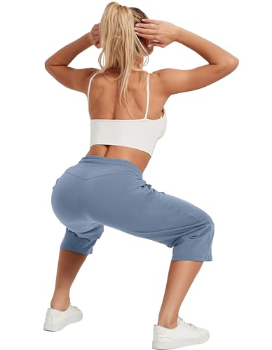 Image of SPECIALMAGIC Women Capri Pants Cotton Yoga Wide Leg Pajama Pants Capris Sweatpants Sports