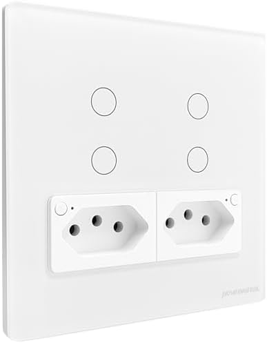 Interruptor Inteligente Branco Wi-Fi 4 Teclas com Tomada Compatív...