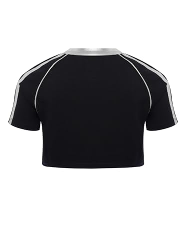 Kids Girls Short Sleeve Cropped T-Shirt Sports Shirts Letter Printed Yoga Dance Crop Top4