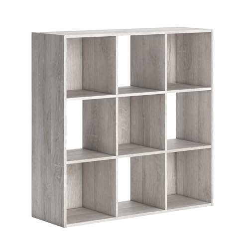 Signature Design by Ashley Paxberry Coastal 9 Cube Storage Organizer or Bookcase, Whitewash