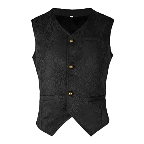 Gilet steampunk jacquard parfait pour vos soirées victoriennes et GN noir M