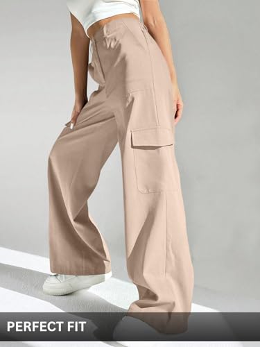 Image of GRECIILOOKS Cargo Pants For Woman | Trousers For Womans |High Waist Cotton Trouser for Women - Flared Parachute Pants with Side Pockets |Womens Cargo Pant | Elegant for College & Events (Available in Plus Size)