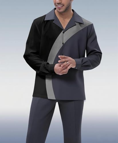 Men's Leisure Suits 2 Piece Big and Tall Pants Suit Wedding Matching Shirts Set Retro Attire Outfits S-5XL2