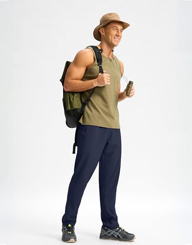 Image of Pudolla Men's Lightweight Hiking Pants Quick Dry Outdoor Sweatpants with Zipper Pockets for Athletic Workout Casual Travel