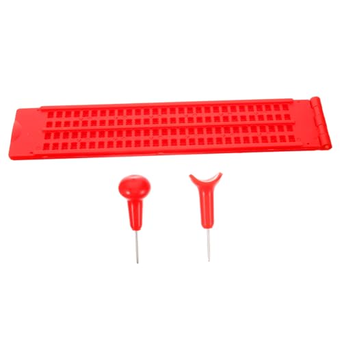 HAPINARY 4 Line 28 Cell Braille Writing Board Blind Braille and Stylus Kit for Blind People Red Writing Pad with 2 Pencils