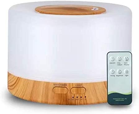 Difusor De Aromas, Umidificador De Ar Ultra-Sônico 500Ml, Difusor De Óleo Essencial, Abajur Led, Lâm