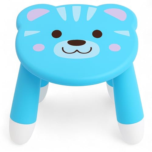 MIJOMA Kinderhocker mit Tiermotiv – Rutschfester Sitzhocker aus Polypropylen, 23x22x23 cm – Leicht, stabil & ideal fürs Kinderzimmer (Tiger)
