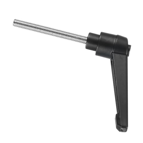 Image of uxcell Adjustable Clamping Lever Handle M5 x 40mm Metric 304 Stainless Steel Male Threaded Stud Hand Knobs Push Button Ratchet Rotating Screw Handles Bolts with Locking Lever Black