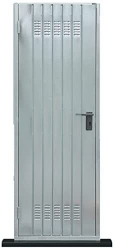Puerta para bodega galvanizada con manija y cerradura, para cochera, ventanilla 100x200
