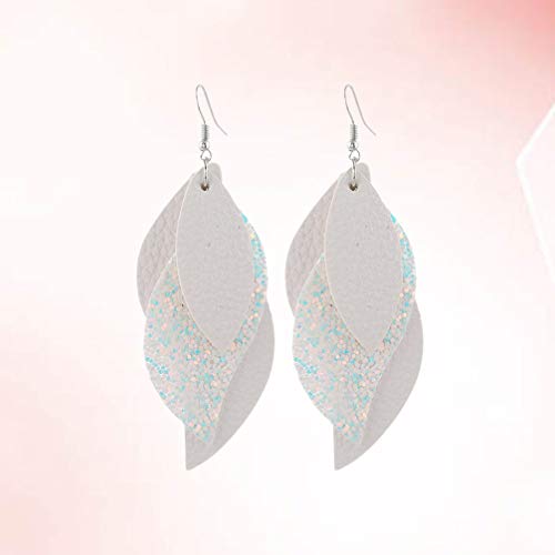Boucles d'oreilles blanches en cuir à sequins au design statement chic - 4