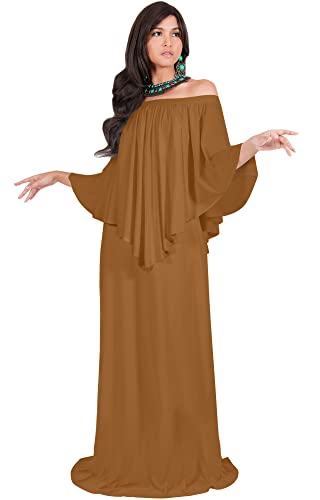 Image of KOH KOH Womens Strapless Off Shoulder Flattering Cocktail Maxi Dress Gown