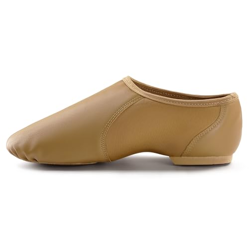 Unisex Jazz Shoe PU Leather Upper Women and Men's Slip-on Circle Elastic Dance Shoes2