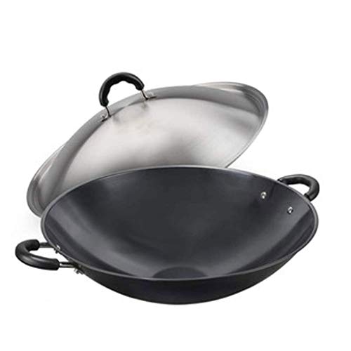 Wok para saltear 16 pulg sin recubrimiento con tapa miniatura 1