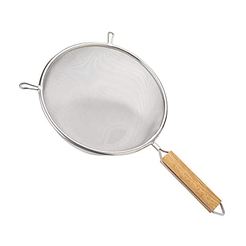 粉ふるい ストレーナー 製菓 ざる ステンレス製 こし器 ミニ揚げ鍋 油切りざる 取っ手 そば用ざる うどん ラーメン ふるい 水切り 粉ふるい器 細かいメッシュ 穀物 小麦粉 麺 (20cm)